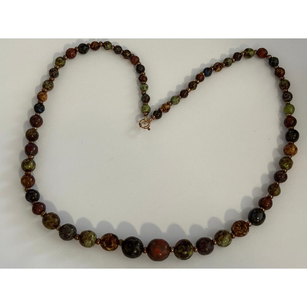 Vintage Ceramic Beads necklace Faux Scottish Agate